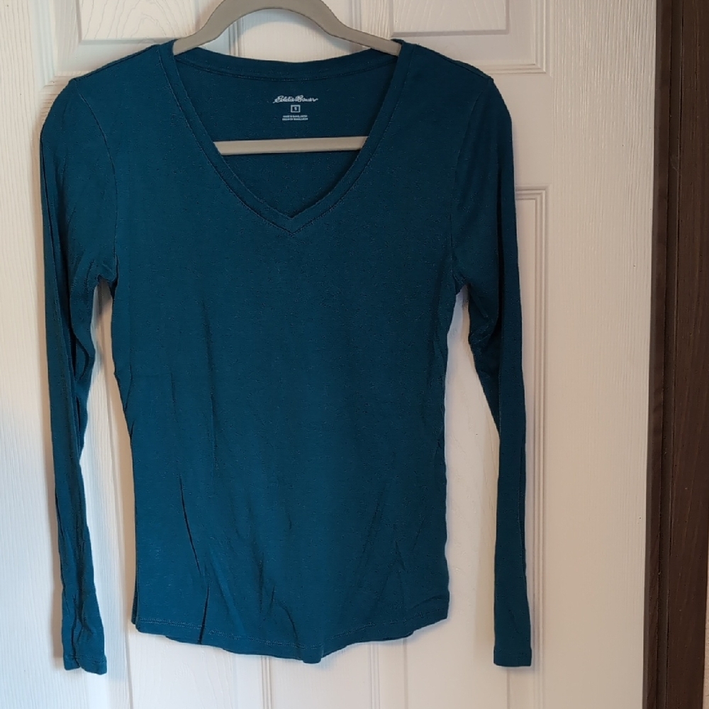 Eddie Bauer Blue Fitted Long Sleeve Tee
